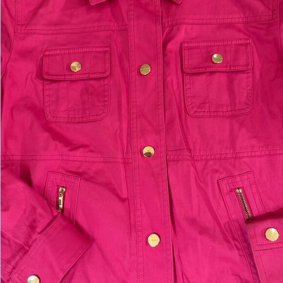 Jones New York Fuchsia Stretch Twill Utility Jacket Women’s Size Large - Picture 4 of 10